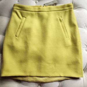 J.crew wool skirt with zip pocket Mustard Green zize 0 BNWT